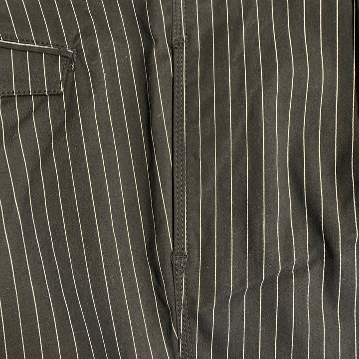 HAIDER ACKERMANN Size XL Black White Stripe Cotton Blend Belted Casual Pants