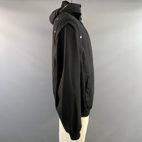 WALTER VAN BEIRENDONCK Size L Black Cotton Hoodie Jacket
