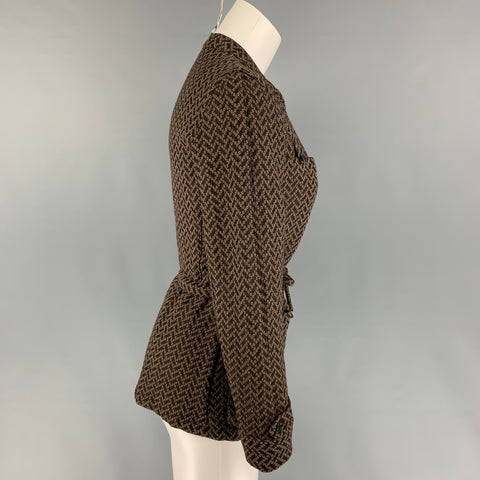 DRIES VAN NOTEN Taille 4 Veste texturée en rayonne de laine blanche marron