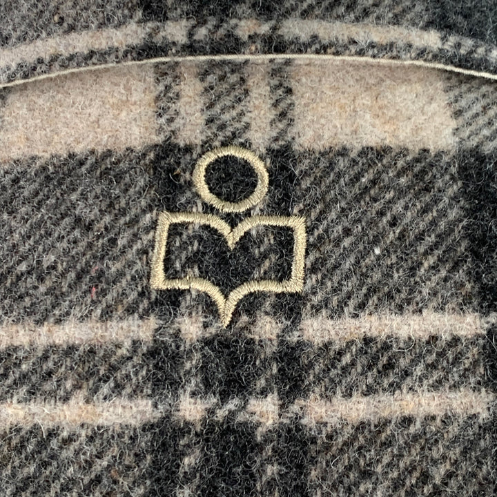 ISABEL MARANT Size XS Gervon Grey Beige Plaid Wool Oversized Long Sleeve Shirt Jacket