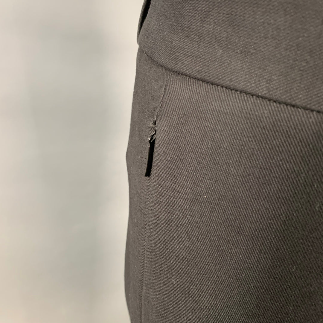 THE ROW Size 12 Black Cotton Blend Twill Ankle Zips Tapered Dress Pants