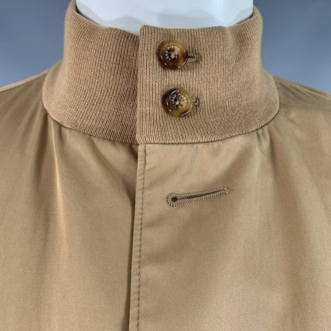 LORO PIANA Size XL Khaki Solid Cotton Buttoned Jacket