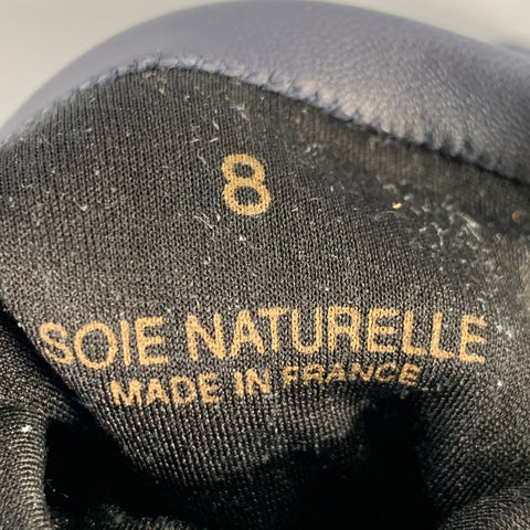 LAVABRE CADET Size 8 Navy Leather Gloves