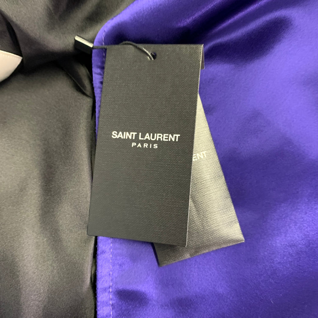 SAINT LAURENT FW22  Size 38 Purple Viscose Satin Peak Lapel Trench Coat