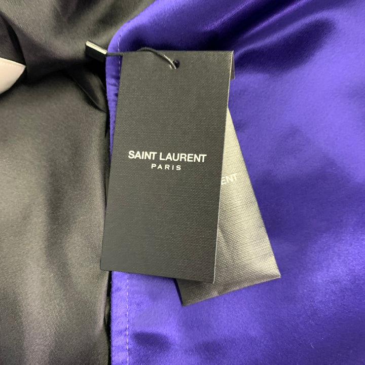 SAINT LAURENT FW22  Size 38 Purple Viscose Satin Peak Lapel Trench Coat