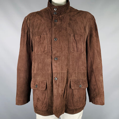TAYLORBYRD Size XXL Brown Suede Zip Up Jacket