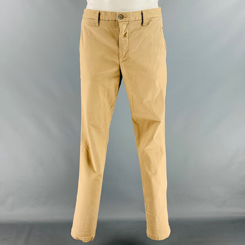BALDWIN Size 34 Khaki Cotton Polyurethane Chino Casual Pants
