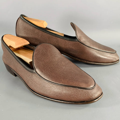 BAUDOIN & LANGE Size 9 Stride Brown Black Leather Slip On Loafers
