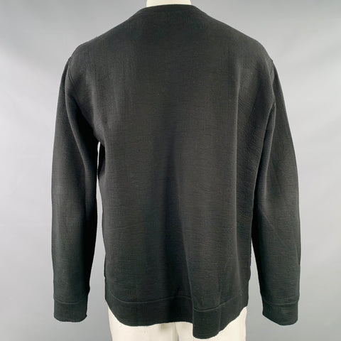 LANVIN Size XL Black Multi Color Thermal Spider Embroidery Crew Neck Sweatshirt