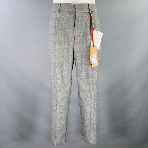KENT & CURWEN Size 34 Williams Peg Leg Green White Glenplaid Wool Pleated Casual Pants