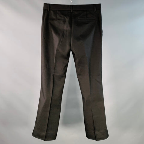 SECOND LAYER Size 30 Black Polyester Twill Flat Front Flared Dress Pants