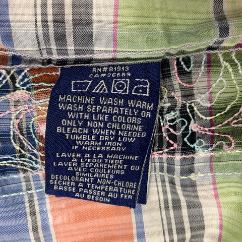 ROBERT GRAHAM Size L Multi Color Plaid Cotton Button Up Short Sleeve Shirt