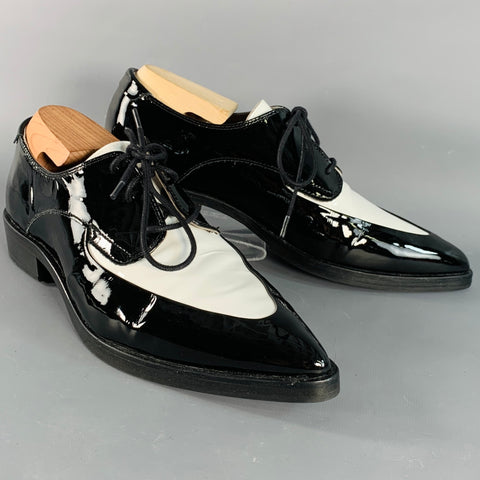 ALLSAINTS Size 9 Lex Black White Color Block Spectator Derby Pointed Toe Lace-Up Shoes