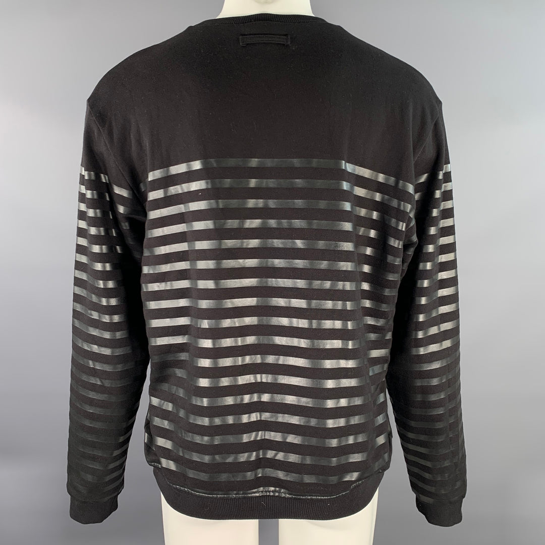 JEAN PAUL GAULTIER Size M Black Stripe Cotton Crew-Neck Pullover