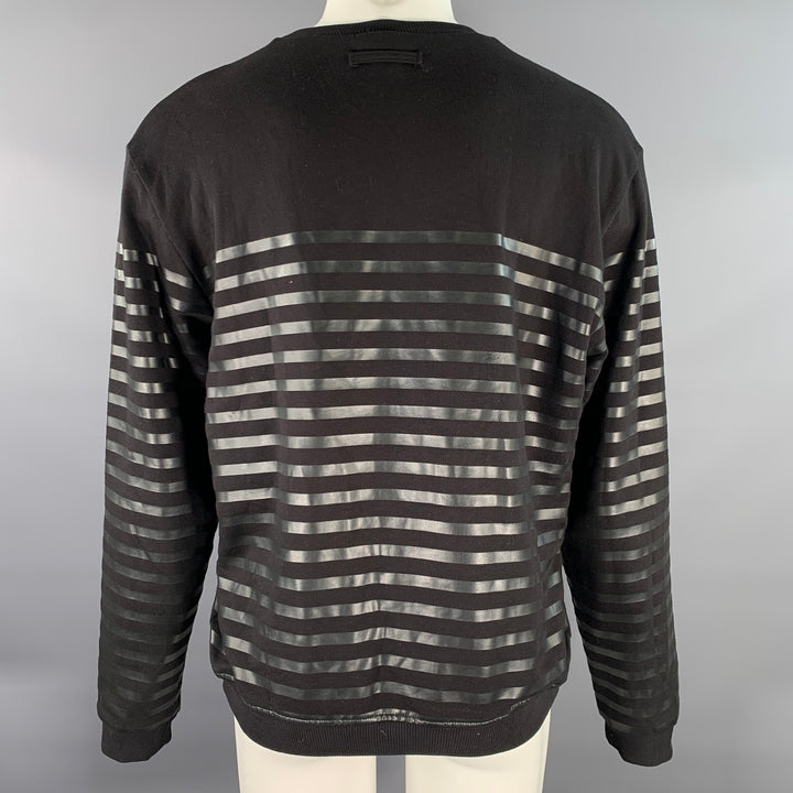 JEAN PAUL GAULTIER Size M Black Stripe Cotton Crew-Neck Pullover
