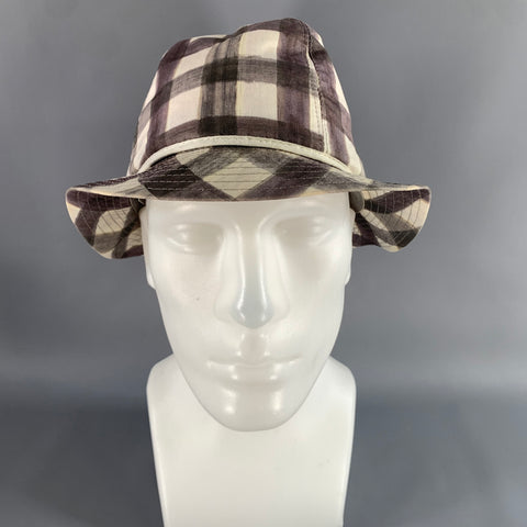 PAUL SMITH Size L Brown White Gingham Cotton Hats