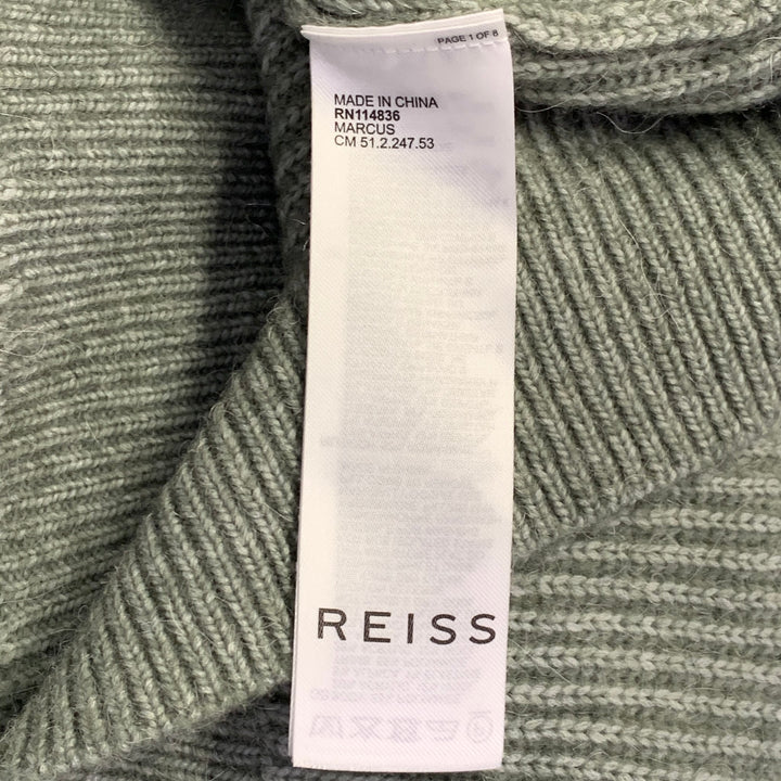 REISS Size S Marcus Green Heather Knit Polyamide Blend Crew Neck Sweater