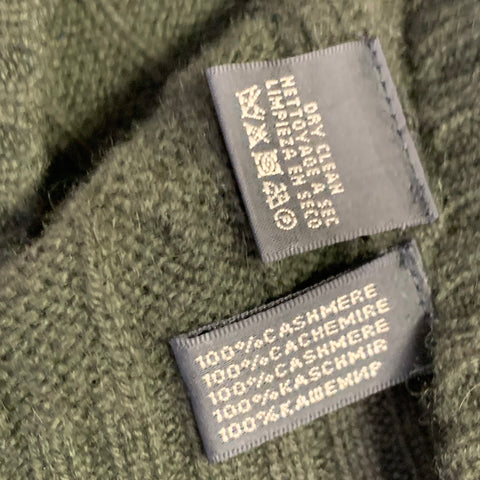 RALPH LAUREN Size S Green Cashmere Cable Crew Neck Sweater