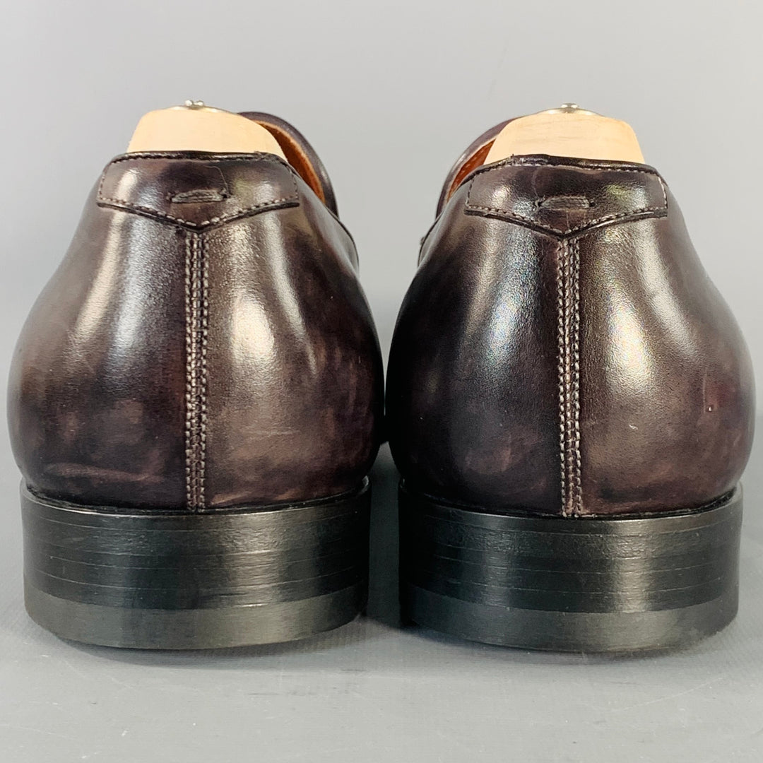 MAGNANNI Size 11 Black Leather Tassels Slip On Loafers