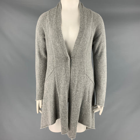 PEACHOO+KREJBERG Size L Grey Wool Knit Asymmetrical Cardigan