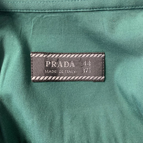 PRADA Size XL Green Cotton Blend Long Sleeve Shirt