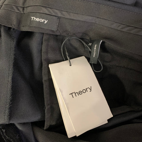 THEORY Chest Size 42 Black Solid Wool Notch Lapel 36 35 Suit