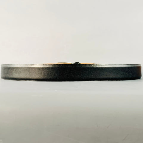 JOHN VARVATOS Size 42 Black Silver Leather Belt