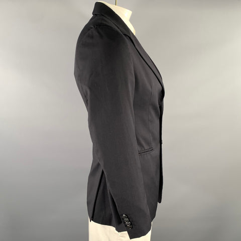EMPORIO ARMANI Size 42 Black Pinstripe Wool Notch Lapel Sport Coat
