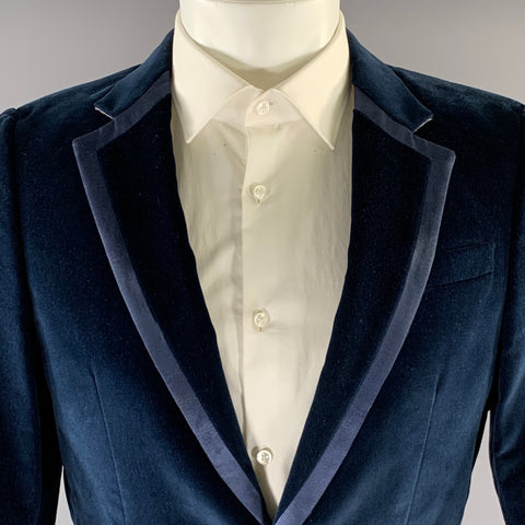PS by PAUL SMITH Chest Size 38 Navy Velvet Cotton Notch Lapel Sport Coat