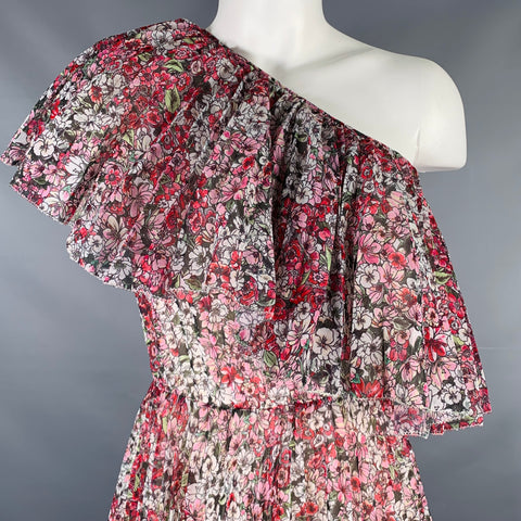 GIAMBATTISTA VALLI Size 4 Multi Color Polyester Floral Asymmetrical Dress