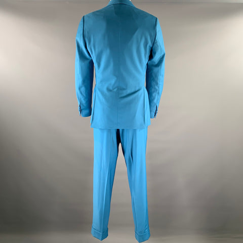 KLEIN EPSTEIN & PARKER Size 40 Blue Solid Wool Shawl Lapel Suit