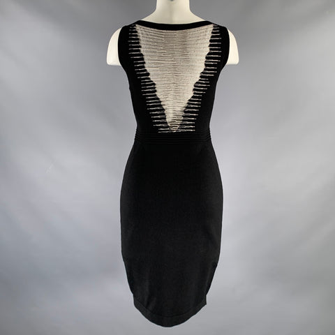 D.EXTERIOR Taille S Robe sans manches en mélange de viscose noir et blanc à surpiqûres contrastantes