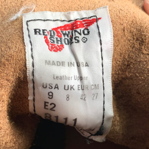 RED WING Size 9 Brown Contrast Stitch Leather Cap Toe Boots