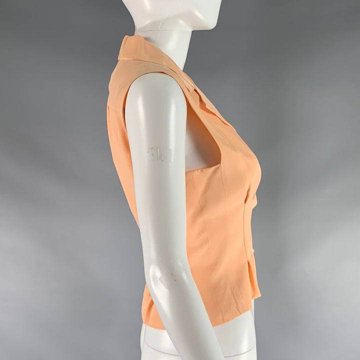 CHANEL Size 4 Orange Sorbet Silk Pleated Sleeveless Dress Top