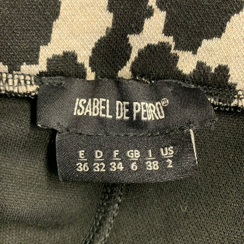 ISABEL DE PEDRO Size 2 Black White Viscose Spots Print Layered Midi Skirt