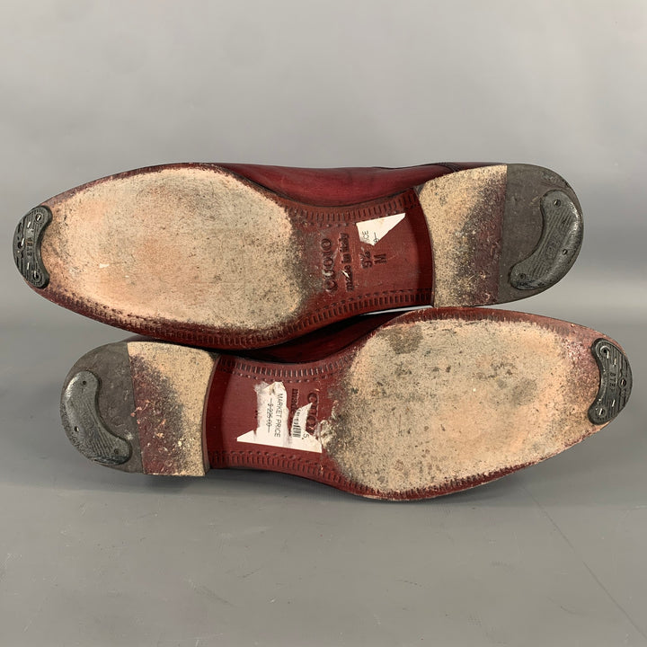 MASSIMO MATTEO Size 9.5 Burgundy Crackled Leather Monk Strap Loafers