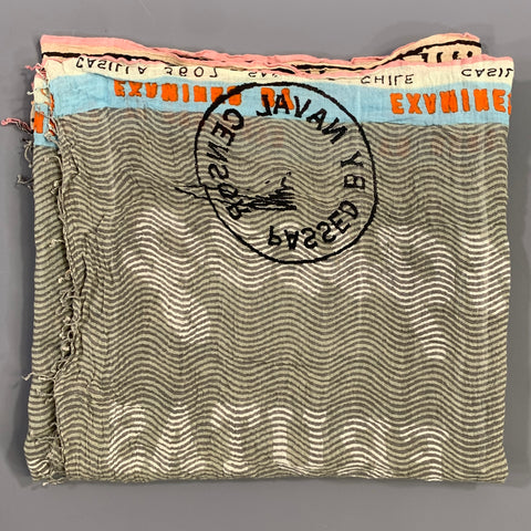EPICE Grey Green Lines Cotton Scarves & Shawls