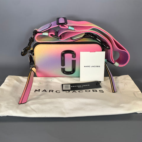 MARC JACOBS SS2020 Pink Teal Rainbow Leather Shoulder Bag