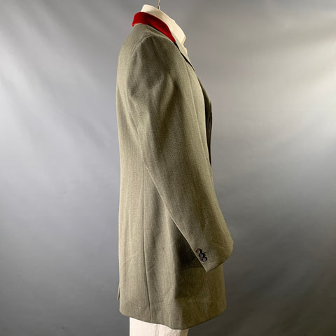 PAUL SMITH Size 44 Green Burgundy Heather Wool Notch Lapel Coat