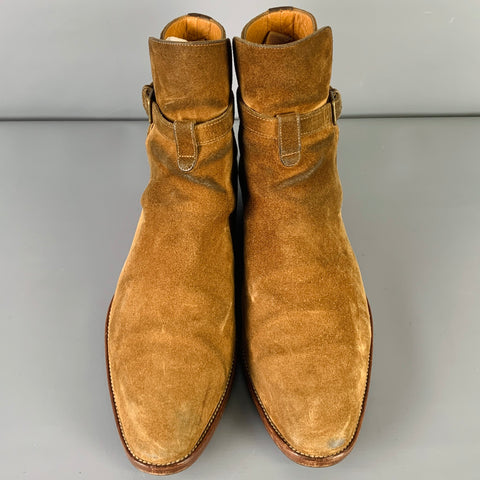 SAINT LAURENT Size 8 -Wyatt 30 Jodhpur- Tan Suede Belted Boots
