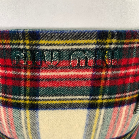 MIU MIU Size 4 Multi-Color Wool Plaid Mini Skirt
