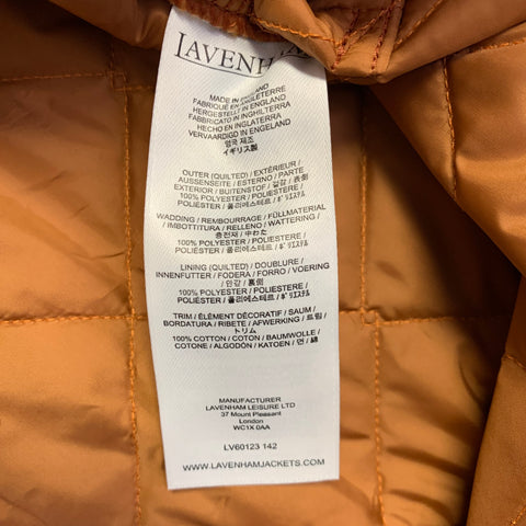 LAVENHAM Size 42 Thornham Tan Quilted Polyester Snaps Vest