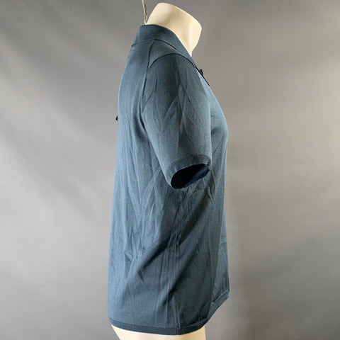 SANDRO Size S Navy Heather Acetate Blend Ribbed Polo