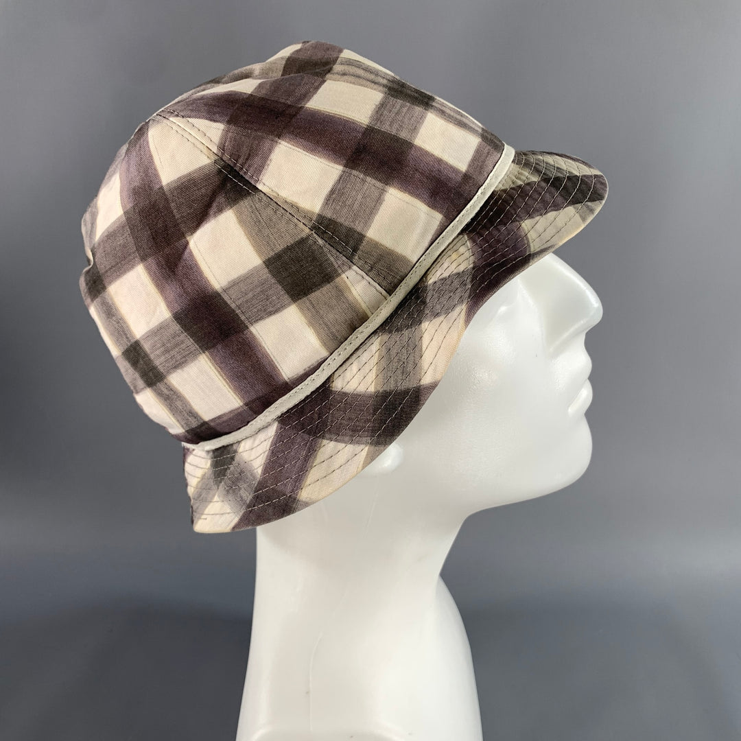 PAUL SMITH Size L Brown White Gingham Cotton Hats