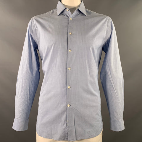 JOHN VARVATOS * U.S.A. Size XL Blue Stripe Cotton Blend Long Sleeve Shirt
