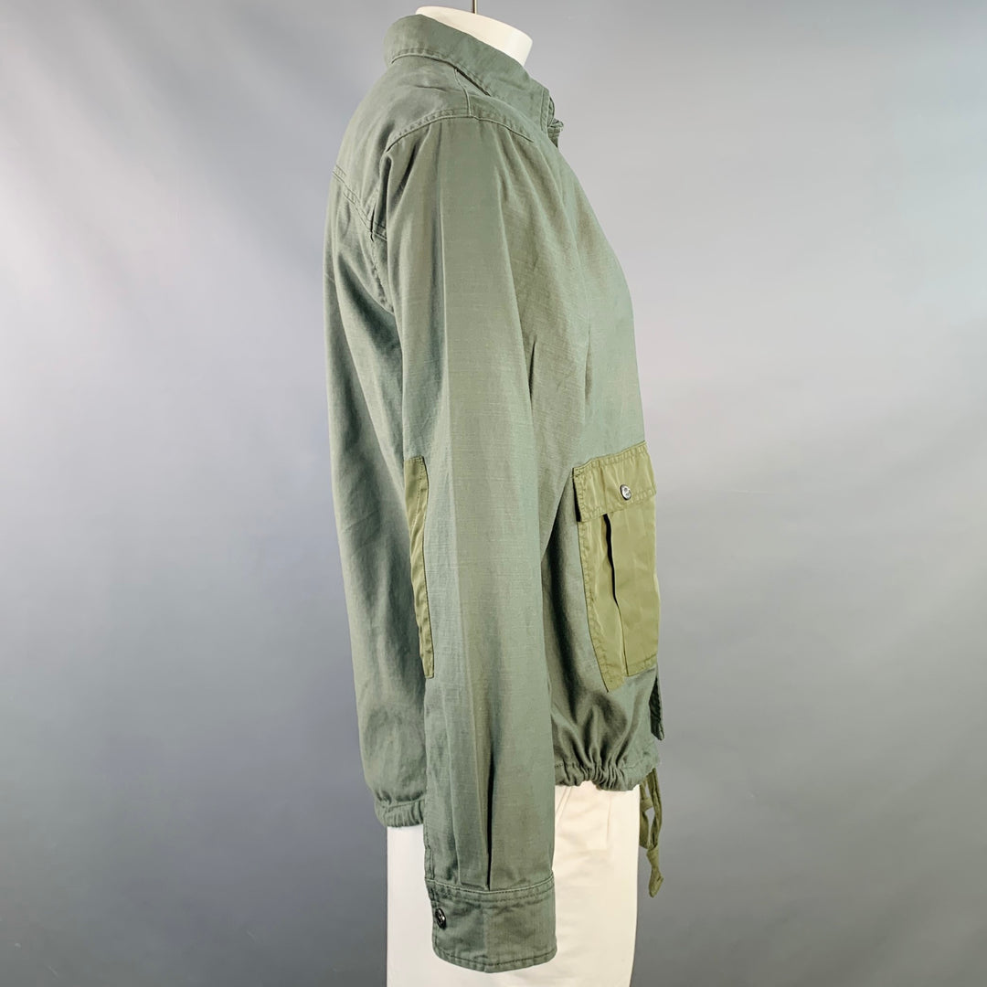 DUBBLE WARE Size L Olive Cotton Snaps Long Sleeve Shirt Jacket