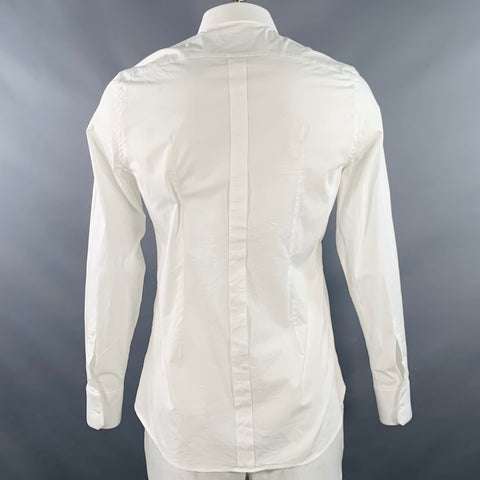 DOLCE & GABBANA Size L White Cotton Blend Button Up Long Sleeve Shirt