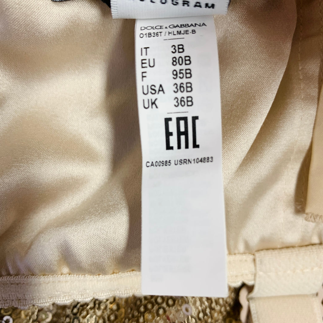 DOLCE & GABBANA Size 36 B Gold Polyester Blend Sequined Bralette Dress Top