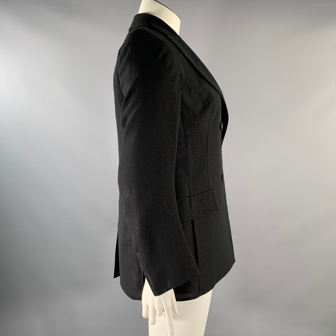 AKRIS Size 12 Black Glitter Wool  Polyester Sparkly Jacket