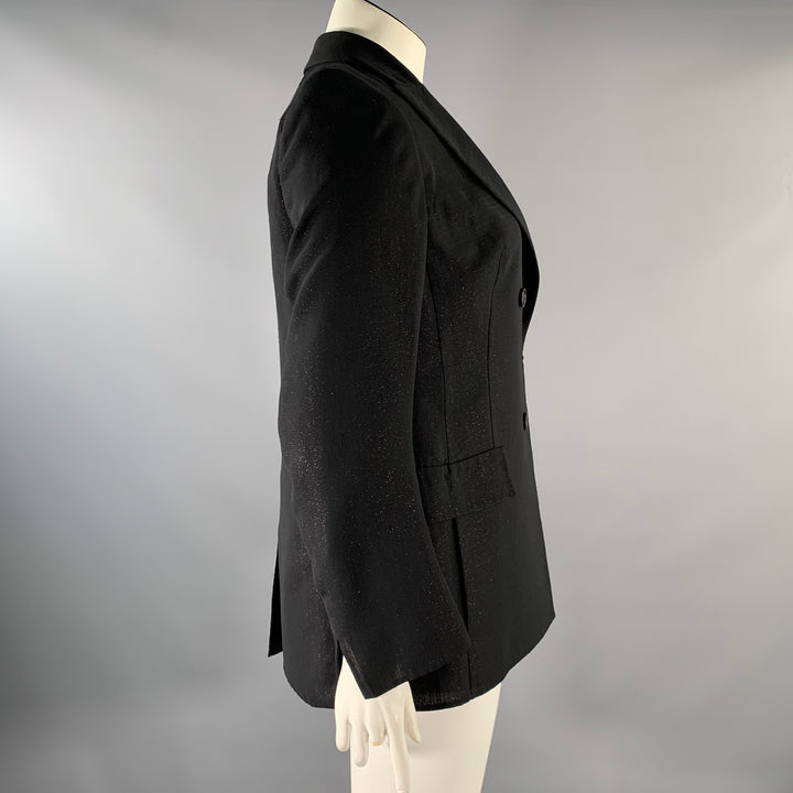 AKRIS Size 12 Black Glitter Wool  Polyester Sparkly Jacket